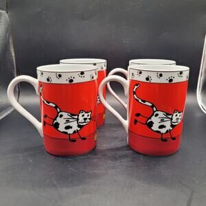Pier 1 Imports Cat & Mouse Coffee Tea Mugs Set of 4